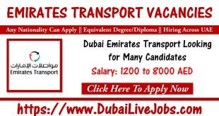 Emirates Transport Vacancies in Dubai